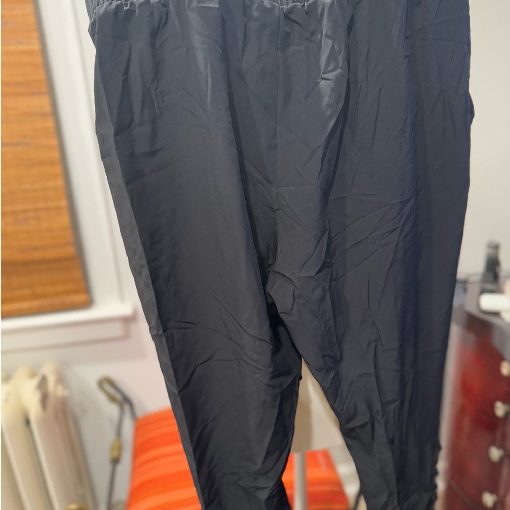 Black Satin Jogger Pants - Picture 4 of 6